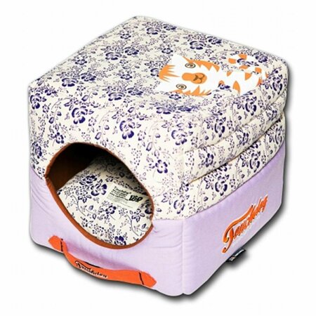 PETPURIFIERS Touchdog Floral-Galore Convertible and Reversible Squared Dog House Bed, Large PE2640243